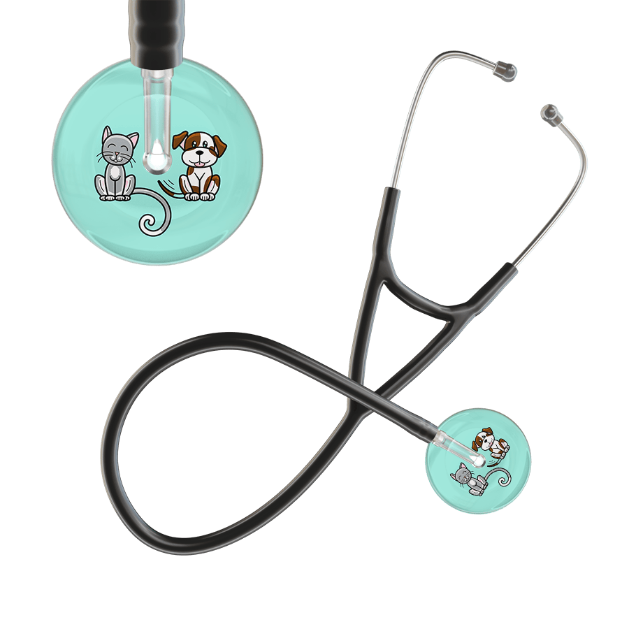 Ultrascope Single Stethoscope Cat & Dog Robin's Egg (EB) / Pediatric / Black Light Cat & Dog Cardiology Stethoscope