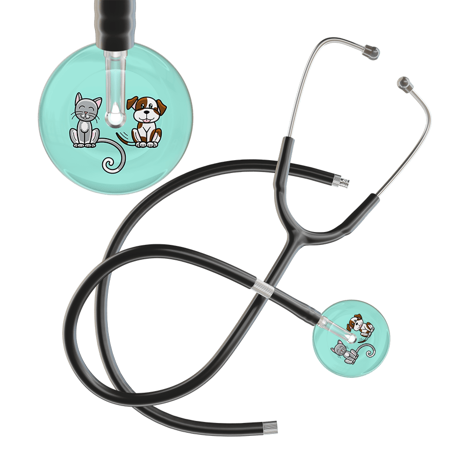 Ultrascope Single Stethoscope Cat & Dog Robin's Egg (EB) / Adult / Black Extended Tubing Light Cat & Dog Stethoscope