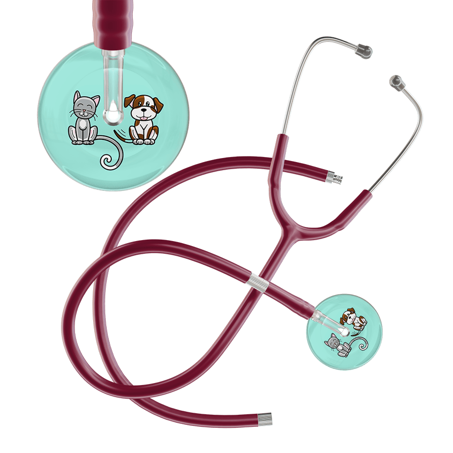 Ultrascope Single Stethoscope Cat & Dog Robin's Egg (EB) / Adult / Burgundy Extended Tubing Light Cat & Dog Stethoscope