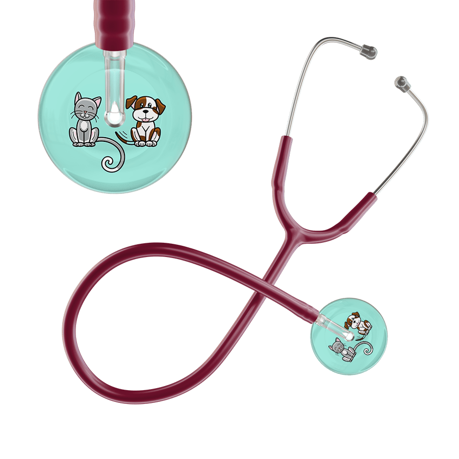 Ultrascope Single Stethoscope Cat & Dog Robin's Egg (EB) / Pediatric / Burgundy Light Cat & Dog Stethoscope