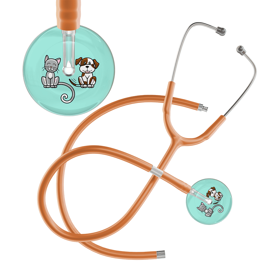 Ultrascope Single Stethoscope Cat & Dog Robin's Egg (EB) / Pediatric / Caramel Extended Tubing Light Cat & Dog Stethoscope