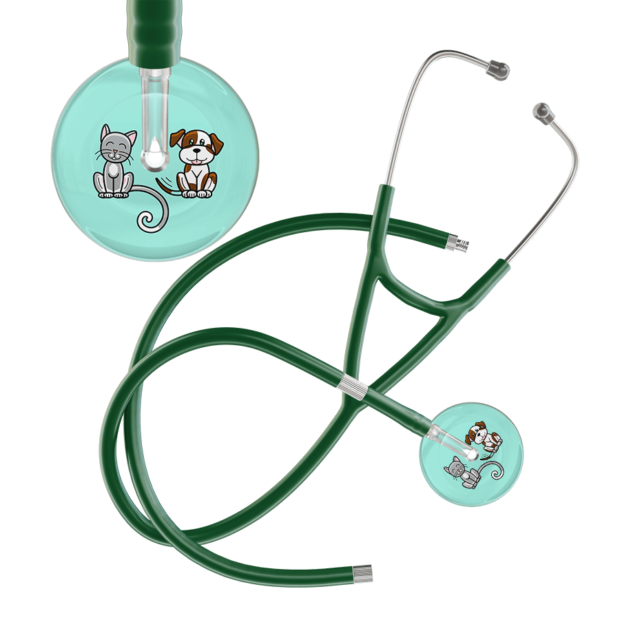 Ultrascope Single Stethoscope Cat & Dog Robin's Egg (EB) / Pediatric / Dark Green Extended Tubing Light Cat & Dog Cardiology Stethoscope