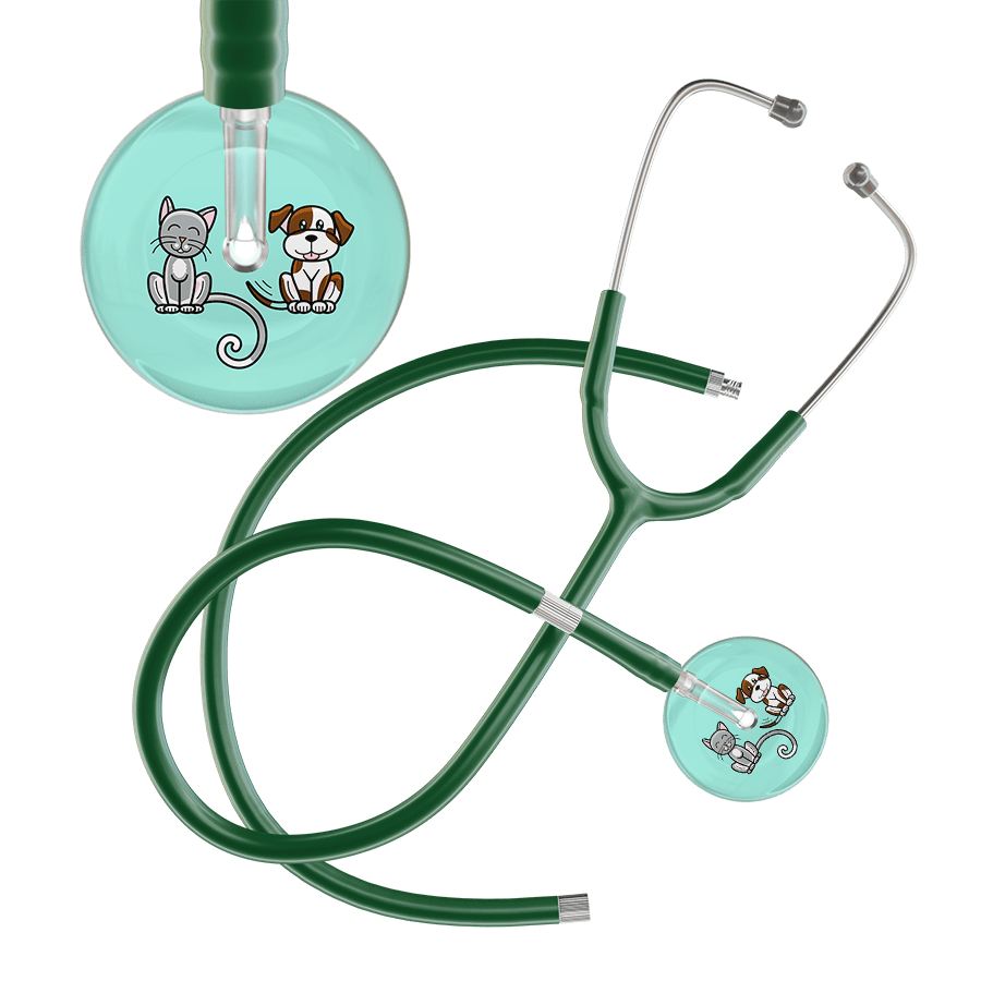 Ultrascope Single Stethoscope Cat & Dog Robin's Egg (EB) / Pediatric / Dark Green Extended Tubing Light Cat & Dog Stethoscope