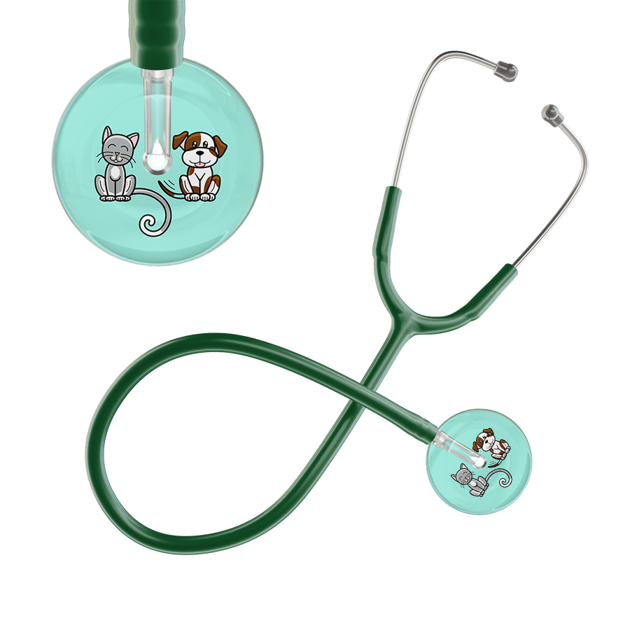 Ultrascope Single Stethoscope Cat & Dog Robin's Egg (EB) / Pediatric / Dark Green Light Cat & Dog Stethoscope