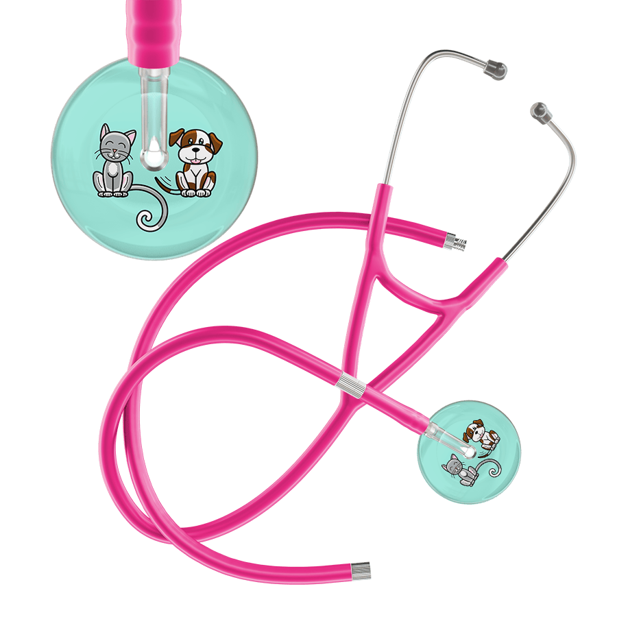 Ultrascope Single Stethoscope Cat & Dog Robin's Egg (EB) / Pediatric / Hot Pink Extended Tubing Light Cat & Dog Cardiology Stethoscope