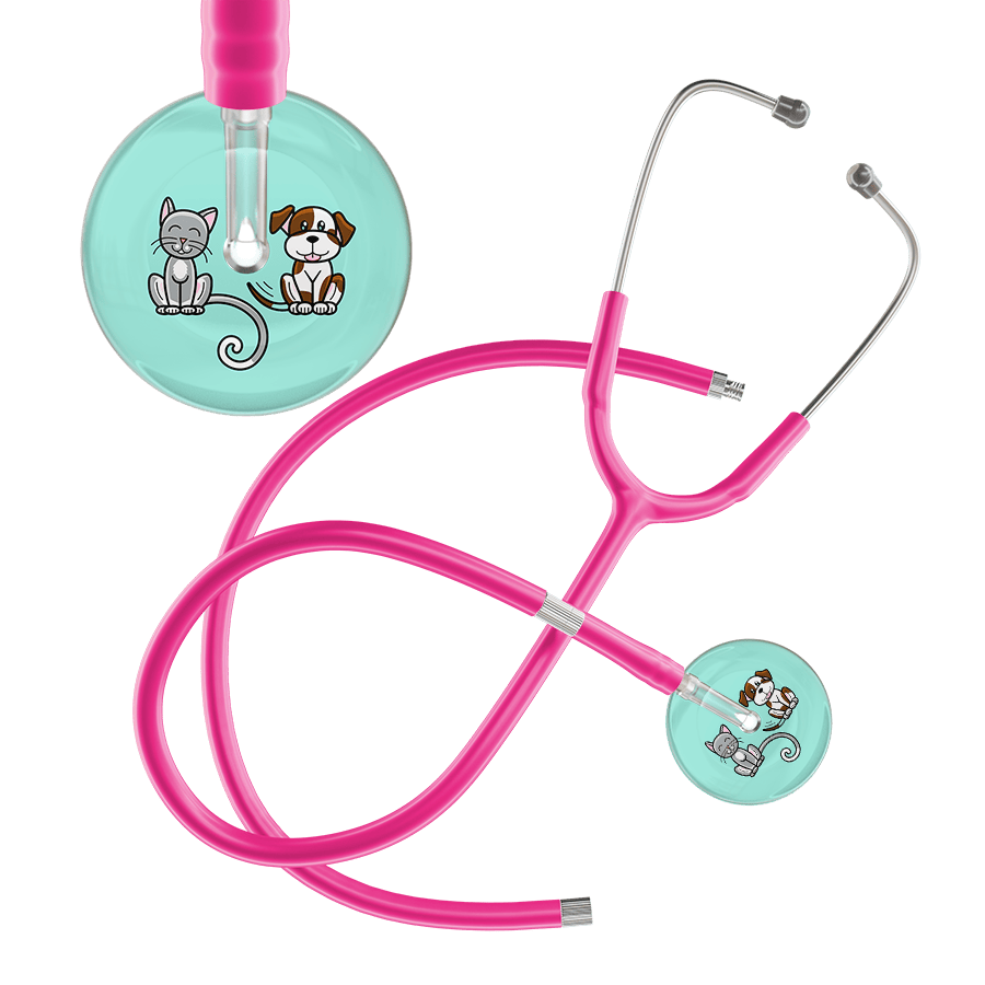 Ultrascope Single Stethoscope Cat & Dog Robin's Egg (EB) / Pediatric / Hot Pink Extended Tubing Light Cat & Dog Stethoscope