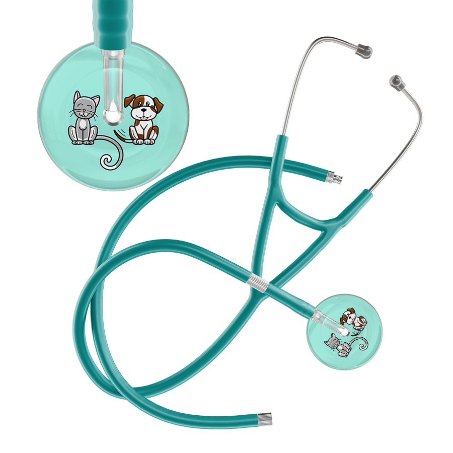 Ultrascope Single Stethoscope Cat & Dog Robin's Egg (EB) / Pediatric / Jade Extended Tubing Light Cat & Dog Cardiology Stethoscope
