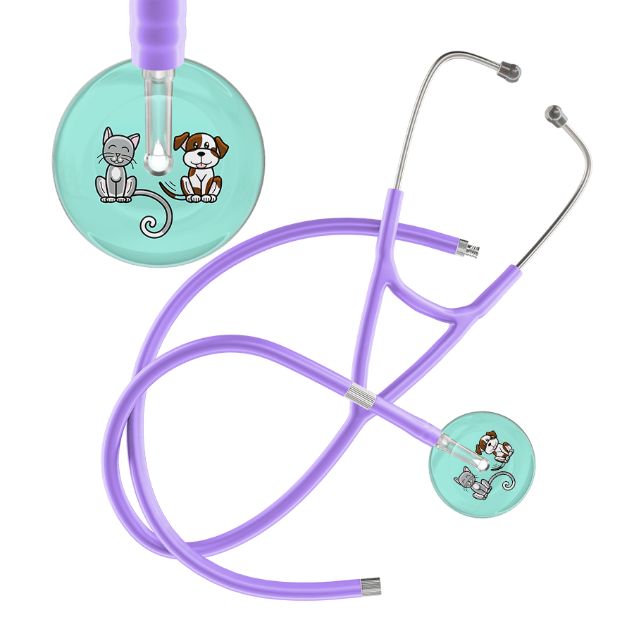 Ultrascope Single Stethoscope Cat & Dog Robin's Egg (EB) / Pediatric / Lavender Extended Tubing Light Cat & Dog Cardiology Stethoscope