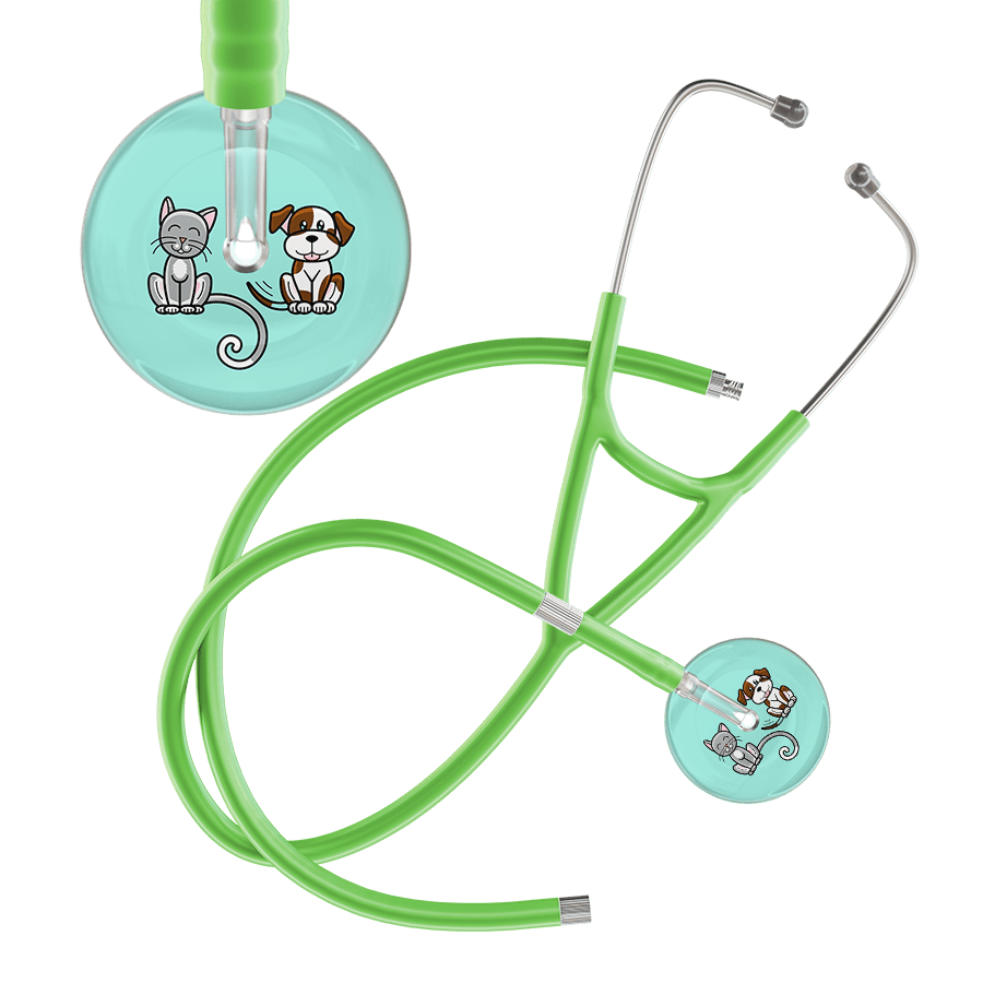 Ultrascope Single Stethoscope Cat & Dog Robin's Egg (EB) / Pediatric / Lime Green Extended Tubing Light Cat & Dog Cardiology Stethoscope
