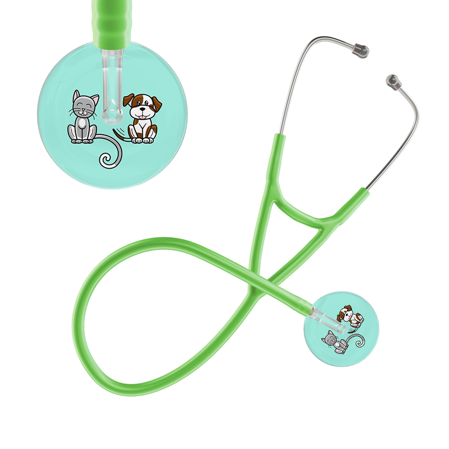 Ultrascope Single Stethoscope Cat & Dog Robin's Egg (EB) / Adult / Lime Green Cat & Dog Cardiology Stethoscope