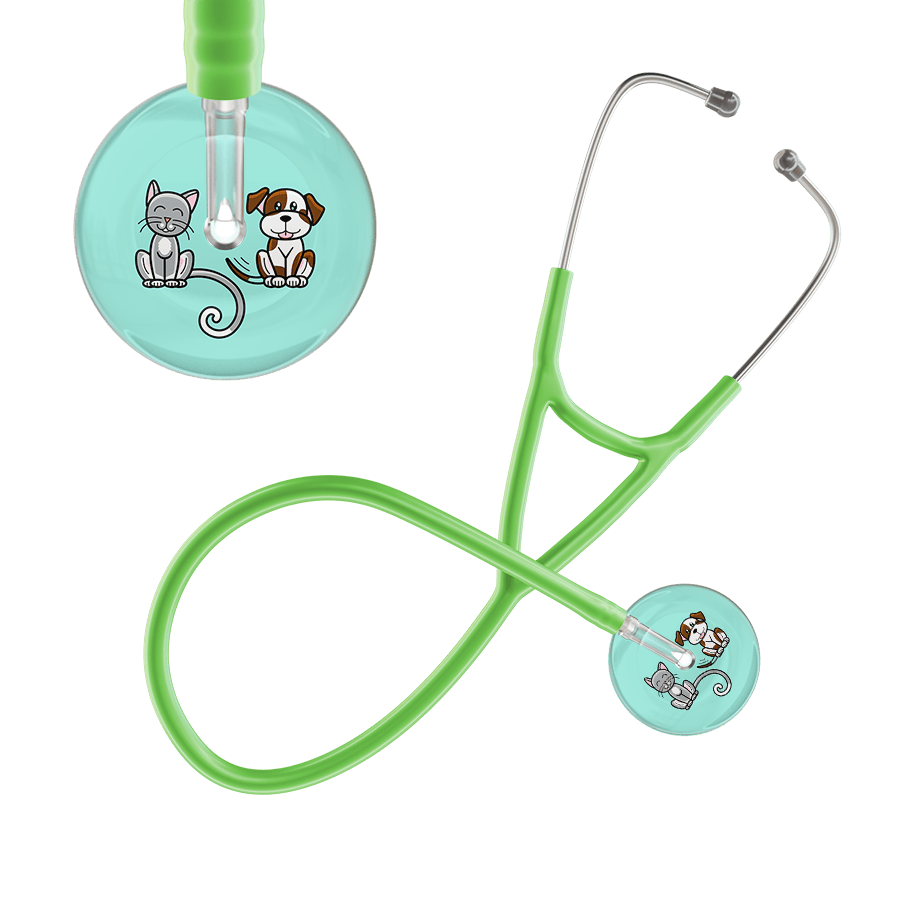Ultrascope Single Stethoscope Cat & Dog Robin's Egg (EB) / Adult / Lime Green Light Cat & Dog Cardiology Stethoscope