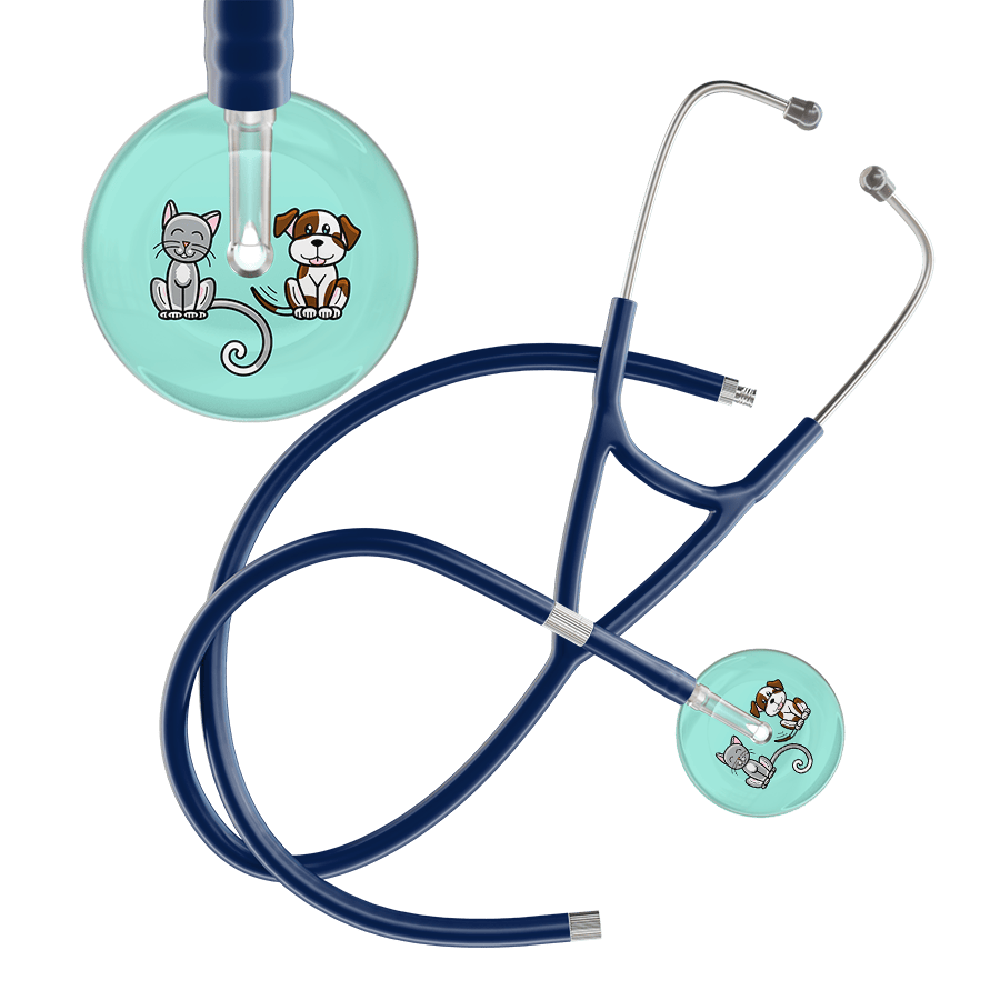 Ultrascope Single Stethoscope Cat & Dog Robin's Egg (EB) / Pediatric / Navy Extended Tubing Light Cat & Dog Cardiology Stethoscope