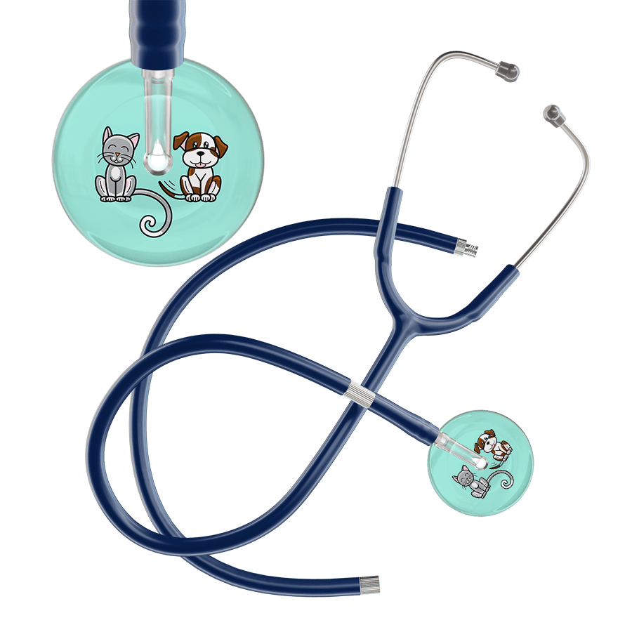 Ultrascope Single Stethoscope Cat & Dog Robin's Egg (EB) / Adult / Navy Extended Tubing Light Cat & Dog Stethoscope