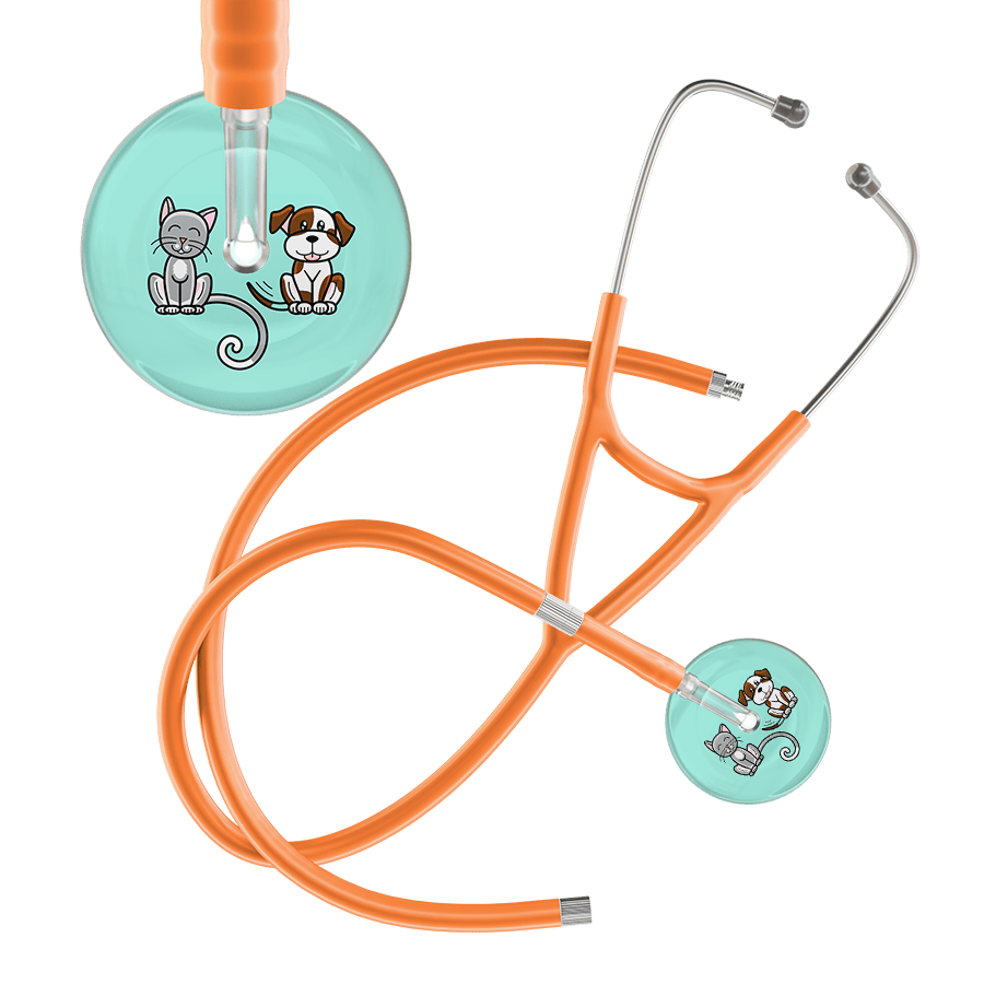 Ultrascope Single Stethoscope Cat & Dog Robin's Egg (EB) / Pediatric / Orange Extended Tubing Light Cat & Dog Cardiology Stethoscope