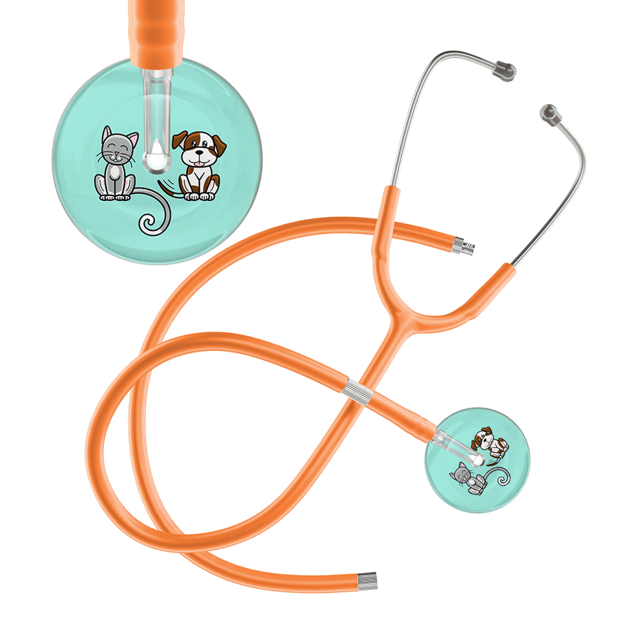 Ultrascope Single Stethoscope Cat & Dog Robin's Egg (EB) / Pediatric / Orange Extended Tubing Light Cat & Dog Stethoscope