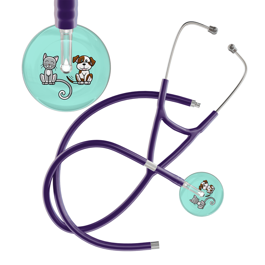 Ultrascope Single Stethoscope Cat & Dog Robin's Egg (EB) / Pediatric / Purple Extended Tubing Light Cat & Dog Cardiology Stethoscope