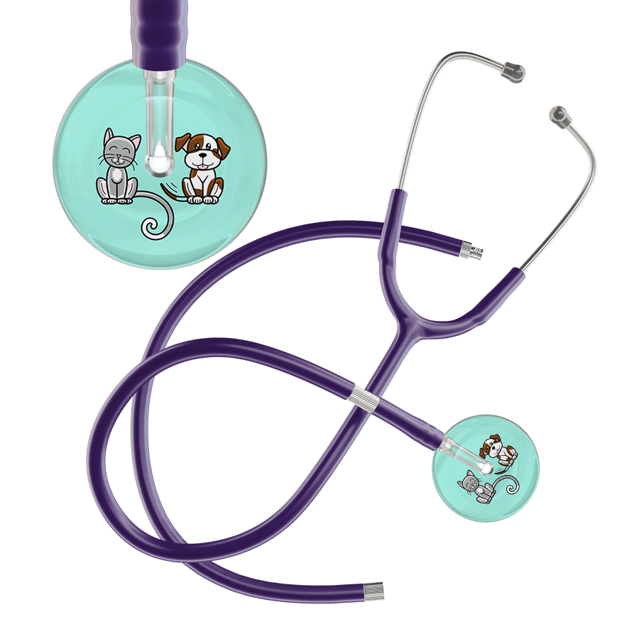 Ultrascope Single Stethoscope Cat & Dog Robin's Egg (EB) / Pediatric / Purple Extended Tubing Light Cat & Dog Stethoscope