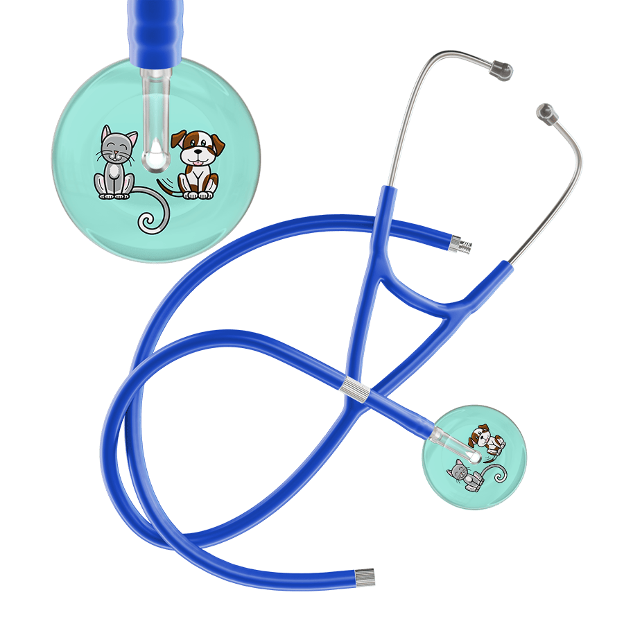 Ultrascope Single Stethoscope Cat & Dog Robin's Egg (EB) / Adult / Royal Blue Extended Tubing Light Cat & Dog Cardiology Stethoscope