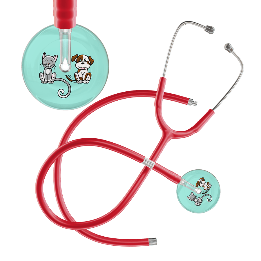 Ultrascope Single Stethoscope Cat & Dog Robin's Egg (EB) / Adult / Red Extended Tubing Light Cat & Dog Stethoscope