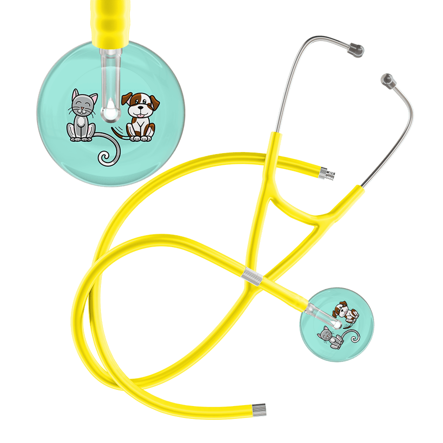 Ultrascope Single Stethoscope Cat & Dog Robin's Egg (EB) / Pediatric / Yellow Extended Tubing Light Cat & Dog Cardiology Stethoscope