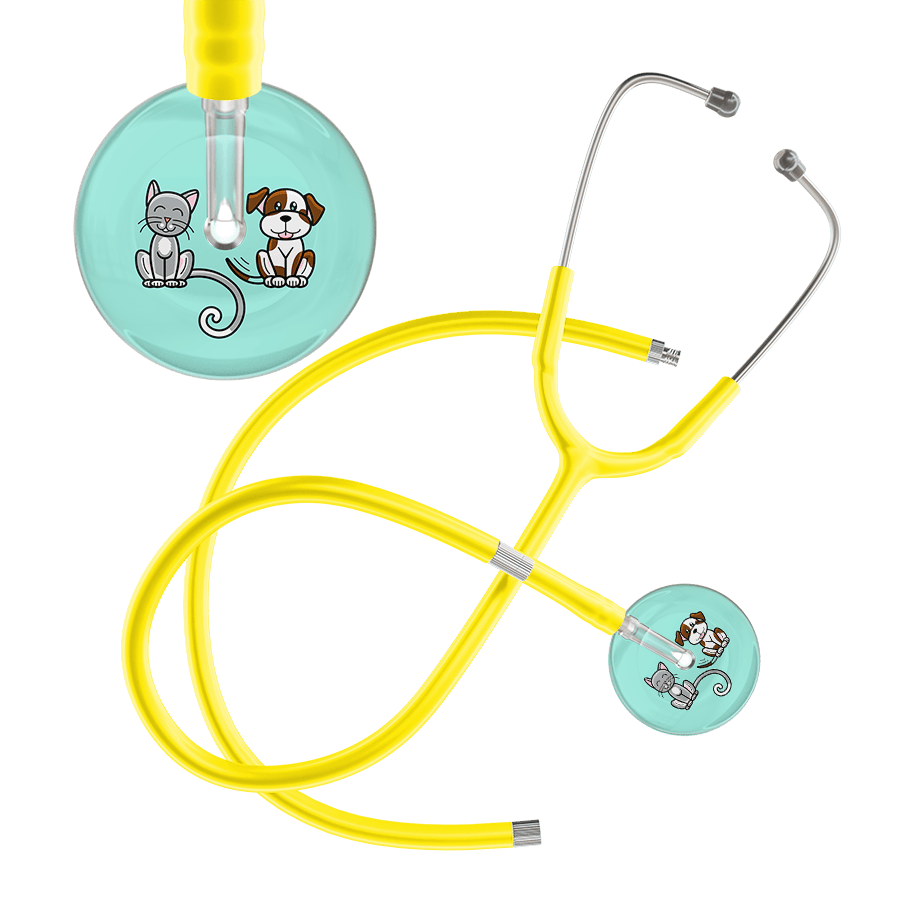 Ultrascope Single Stethoscope Cat & Dog Robin's Egg (EB) / Pediatric / Yellow Extended Tubing Light Cat & Dog Stethoscope