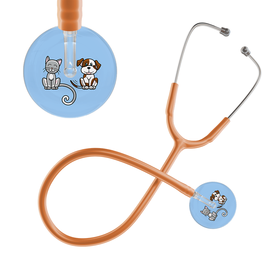 Ultrascope Single Stethoscope Cat & Dog Light Blue (LB) / Adult / Caramel Dark Cat & Dog Stethoscope