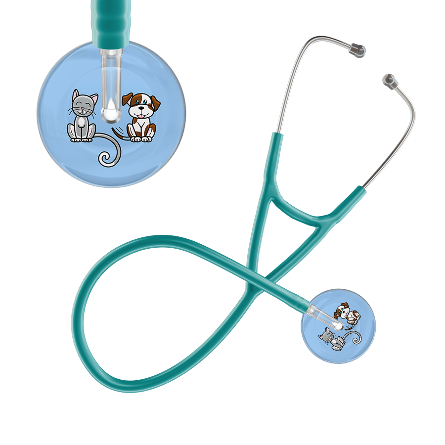 Ultrascope Single Stethoscope Cat & Dog Light Blue (LB) / Pediatric / Jade Dark Cat & Dog Cardiology Stethoscope