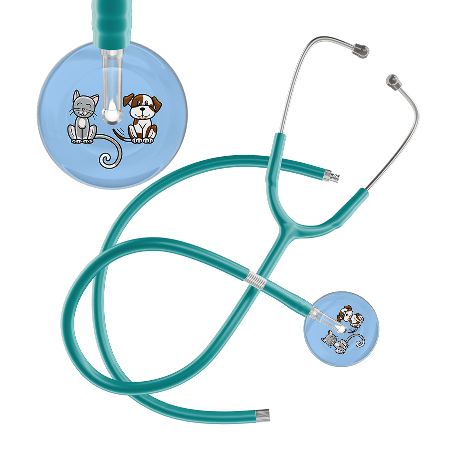 Ultrascope Single Stethoscope Cat & Dog Light Blue (LB) / Pediatric / Jade Extended Tubing Dark Cat & Dog Stethoscope