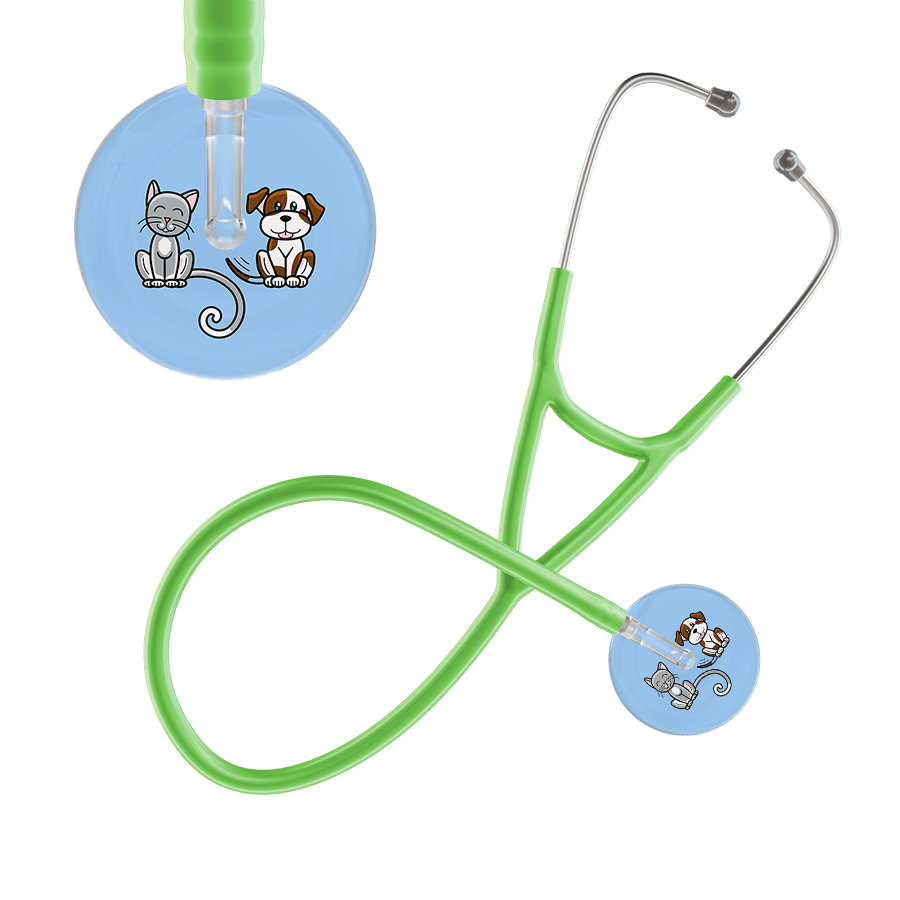 Ultrascope Single Stethoscope Cat & Dog Light Blue (LB) / Adult / Lime Green Cat & Dog Cardiology Stethoscope