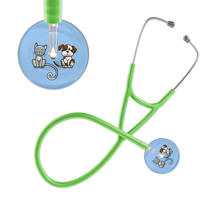 Ultrascope Single Stethoscope Cat & Dog Light Blue (LB) / Pediatric / Lime Green Dark Cat & Dog Cardiology Stethoscope