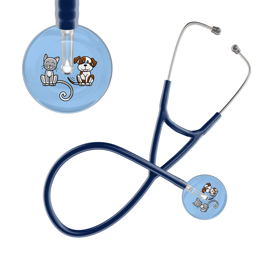 Ultrascope Single Stethoscope Cat & Dog Light Blue (LB) / Adult / Navy Dark Cat & Dog Cardiology Stethoscope