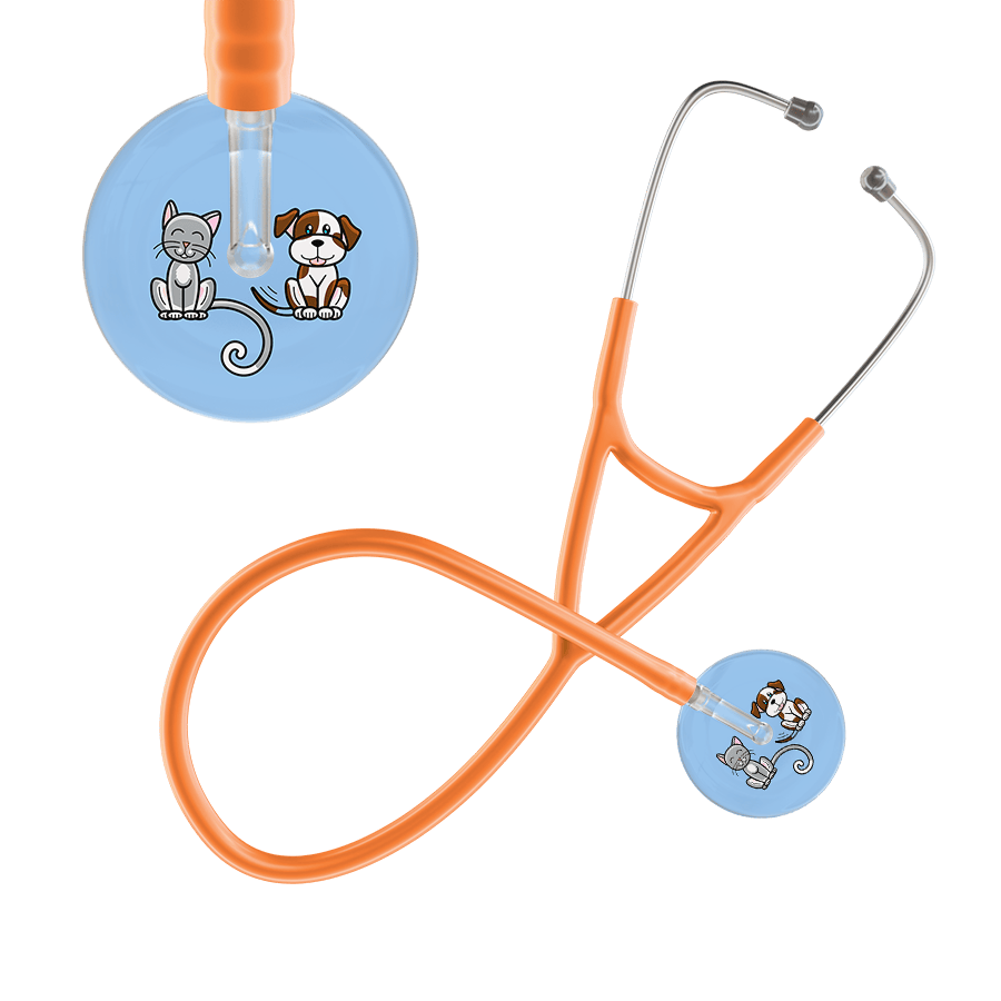 Ultrascope Single Stethoscope Cat & Dog Light Blue (LB) / Adult / Orange Cat & Dog Cardiology Stethoscope