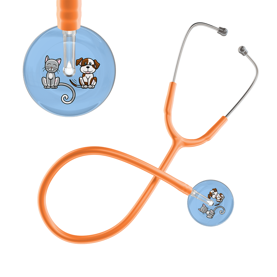 Ultrascope Single Stethoscope Cat & Dog Light Blue (LB) / Adult / Orange Dark Cat & Dog Stethoscope
