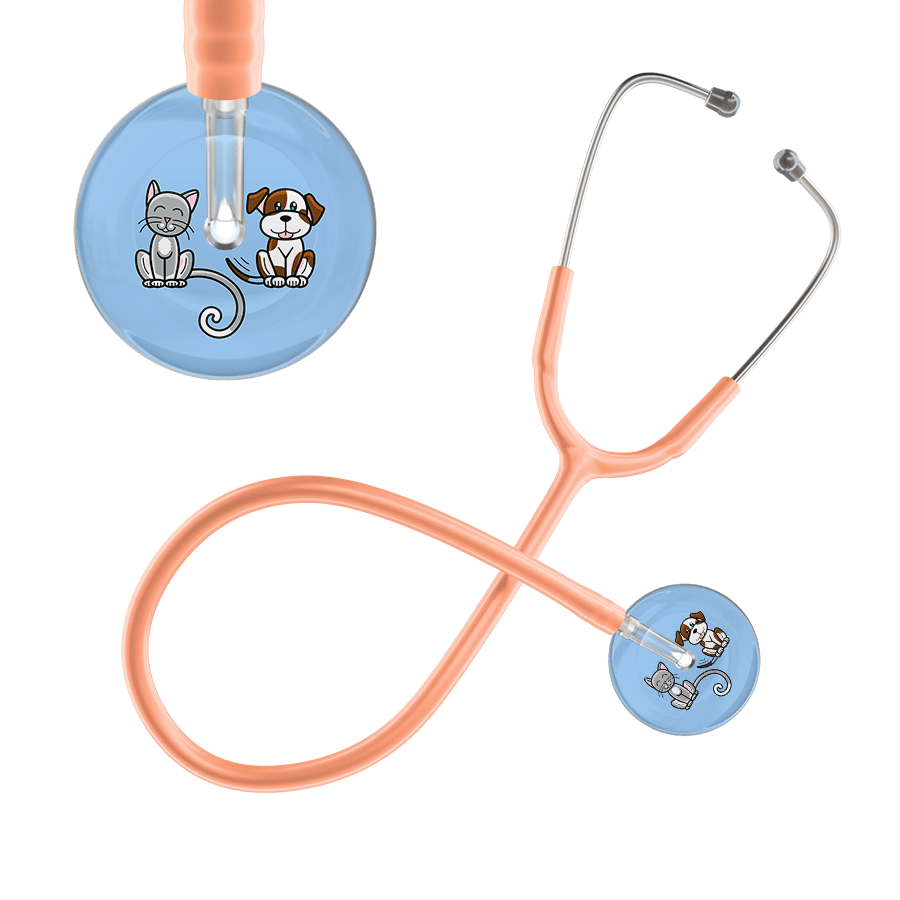 Ultrascope Single Stethoscope Cat & Dog Light Blue (LB) / Adult / Peach Dark Cat & Dog Stethoscope