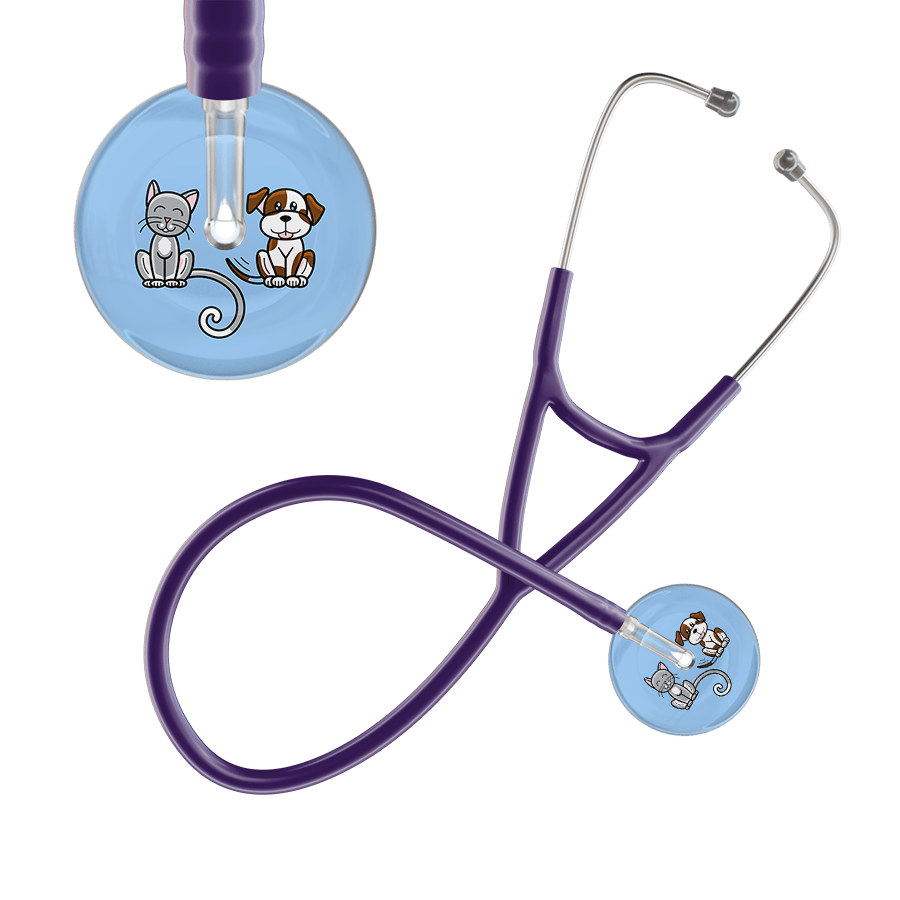 Ultrascope Single Stethoscope Cat & Dog Light Blue (LB) / Pediatric / Purple Dark Cat & Dog Cardiology Stethoscope