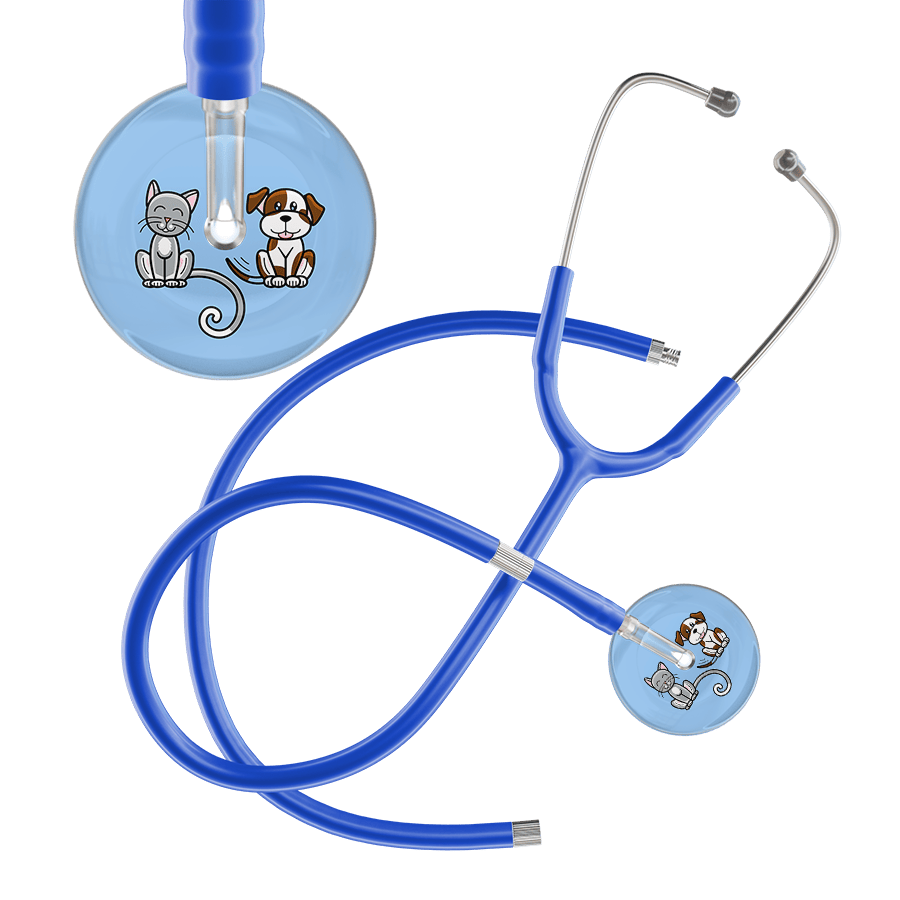 Ultrascope Single Stethoscope Cat & Dog Light Blue (LB) / Pediatric / Royal Blue Extended Tubing Dark Cat & Dog Stethoscope