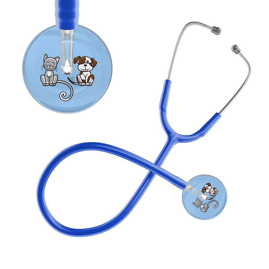 Ultrascope Single Stethoscope Cat & Dog Light Blue (LB) / Adult / Royal Blue Dark Cat & Dog Stethoscope