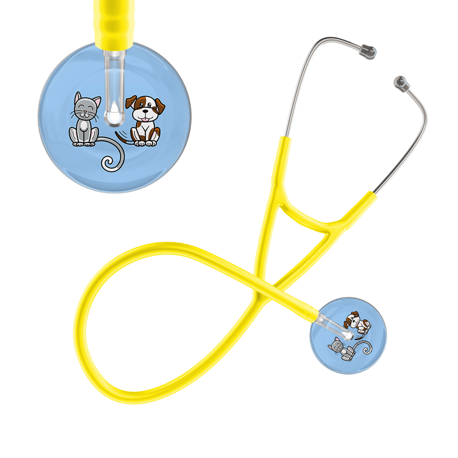 Ultrascope Single Stethoscope Cat & Dog Light Blue (LB) / Pediatric / Yellow Dark Cat & Dog Cardiology Stethoscope