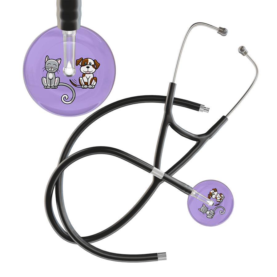 Ultrascope Single Stethoscope Cat & Dog Lilac (LL) / Pediatric / Black Extended Tubing Dark Cat & Dog Cardiology Stethoscope
