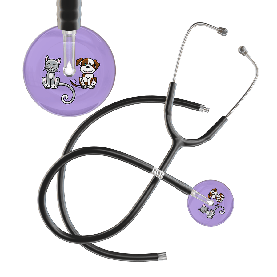Ultrascope Single Stethoscope Cat & Dog Lilac (LL) / Pediatric / Black Extended Tubing Dark Cat & Dog Stethoscope