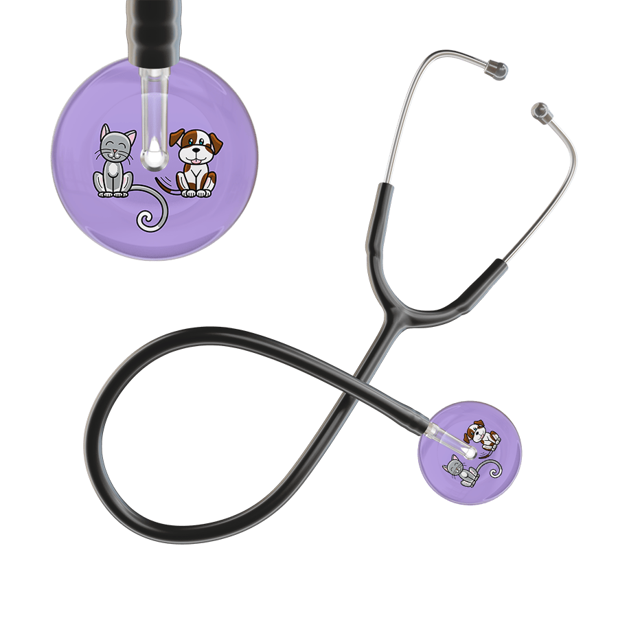 Ultrascope Single Stethoscope Cat & Dog Lilac (LL) / Pediatric / Black Dark Cat & Dog Stethoscope