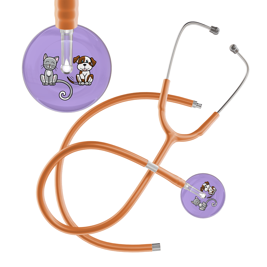 Ultrascope Single Stethoscope Cat & Dog Lilac (LL) / Pediatric / Caramel Extended Tubing Dark Cat & Dog Stethoscope
