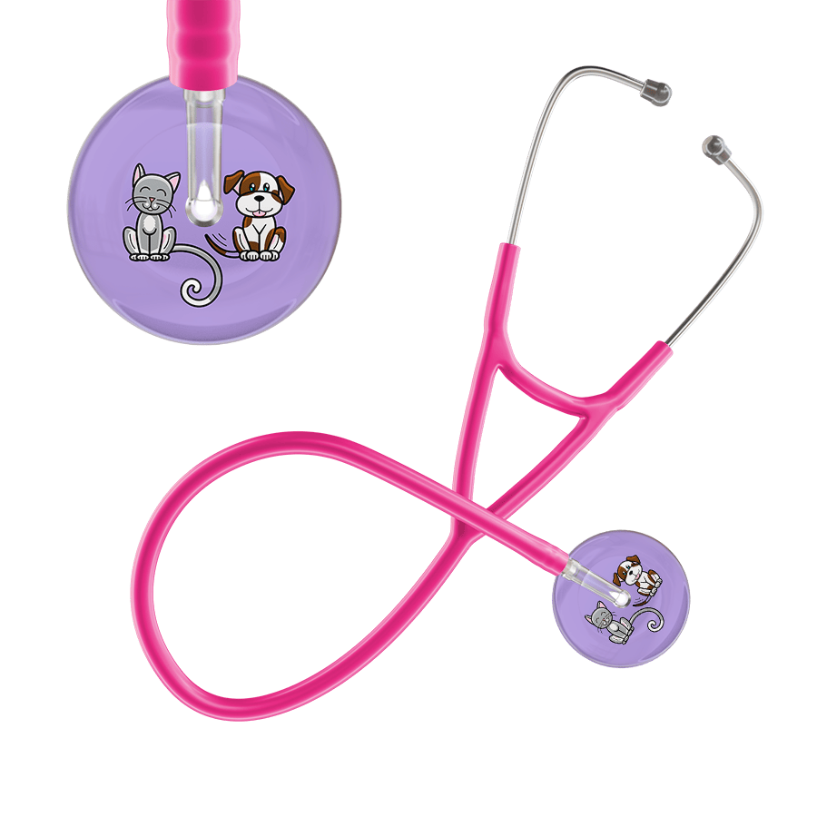 Ultrascope Single Stethoscope Cat & Dog Lilac (LL) / Adult / Hot Pink Dark Cat & Dog Cardiology Stethoscope