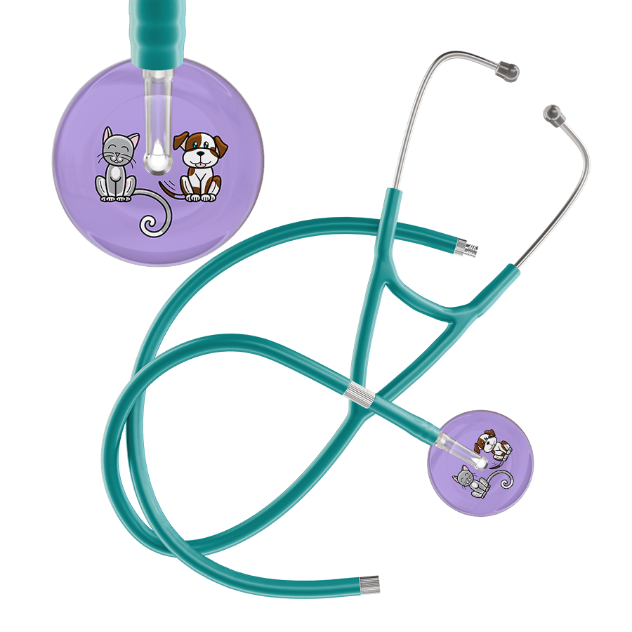 Ultrascope Single Stethoscope Cat & Dog Lilac (LL) / Pediatric / Jade Extended Tubing Dark Cat & Dog Cardiology Stethoscope