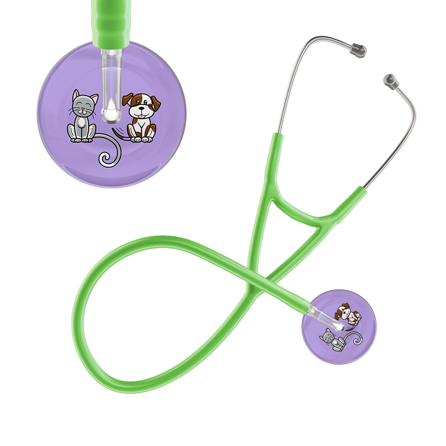Ultrascope Single Stethoscope Cat & Dog Lilac (LL) / Pediatric / Lime Green Dark Cat & Dog Cardiology Stethoscope