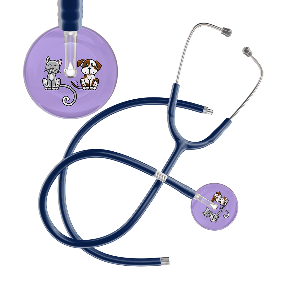 Ultrascope Single Stethoscope Cat & Dog Lilac (LL) / Pediatric / Navy Extended Tubing Dark Cat & Dog Stethoscope