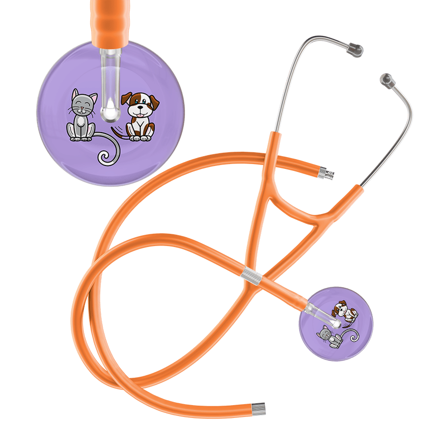 Ultrascope Single Stethoscope Cat & Dog Lilac (LL) / Pediatric / Orange Extended Tubing Dark Cat & Dog Cardiology Stethoscope