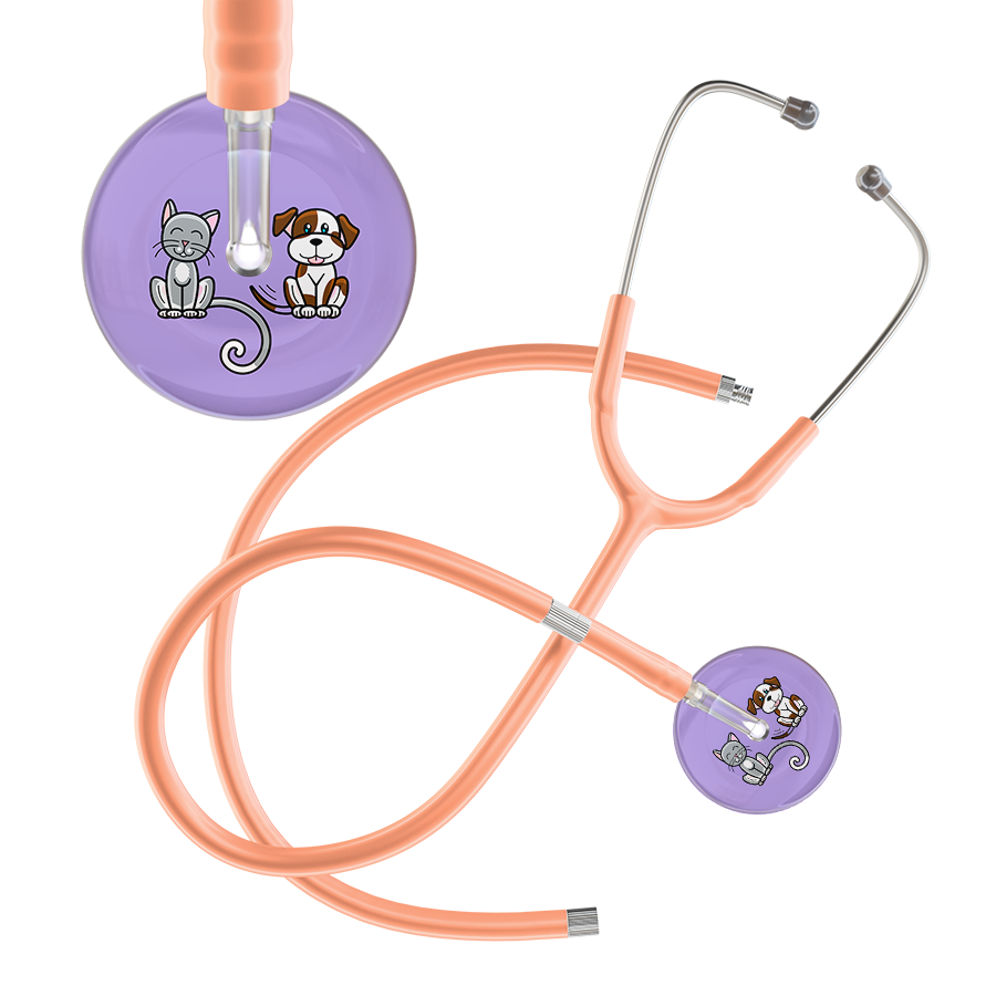 Ultrascope Single Stethoscope Cat & Dog Lilac (LL) / Adult / Peach Extended Tubing Dark Cat & Dog Stethoscope
