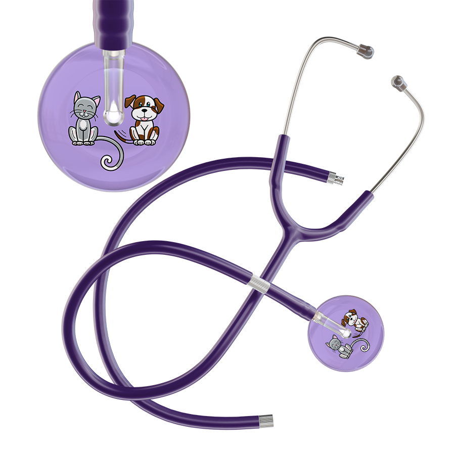 Ultrascope Single Stethoscope Cat & Dog Lilac (LL) / Adult / Purple Extended Tubing Dark Cat & Dog Stethoscope