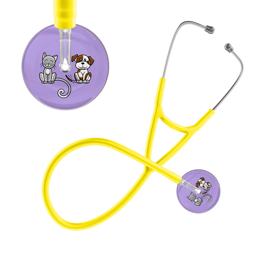Ultrascope Single Stethoscope Cat & Dog Lilac (LL) / Pediatric / Yellow Dark Cat & Dog Cardiology Stethoscope